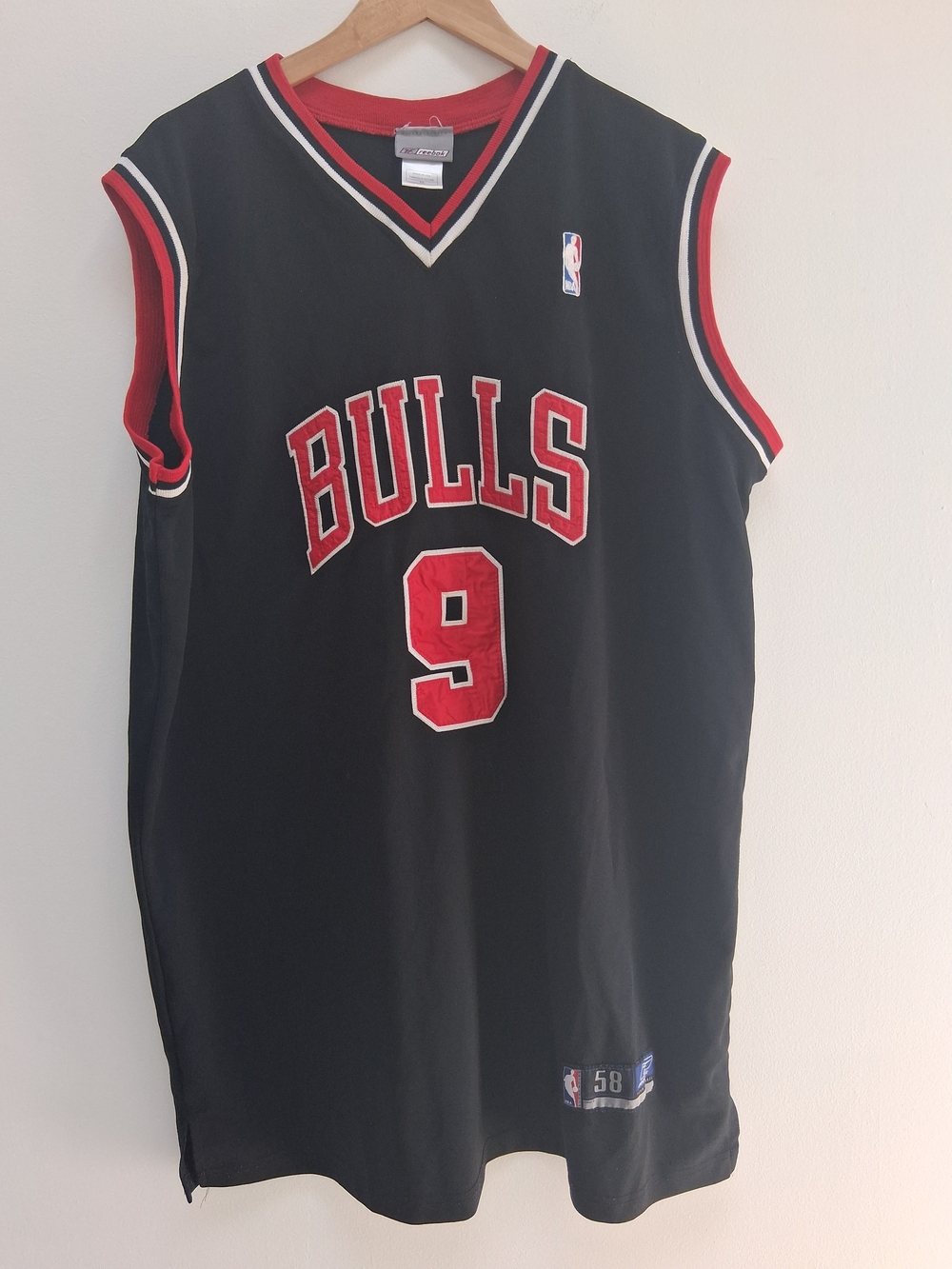Chicago Bulls Loul Deng #9 Black And Red Reebok Authentic NBA Jersey Size 58
